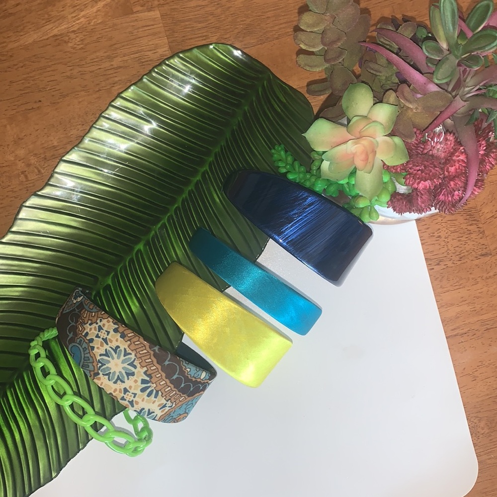 5 vintage inspired headbands, wide bands, flexible, floral, silk fabric,…